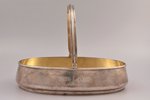 biscuit tray, silver, 84 standard, 766.55 g, gilding, 25.8 x 19 cm, h (with handle) 18.8 cm, 1875, S...