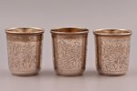 set of 3 beakers, silver, 84 standard, total weight of items 224.95, engraving, h 6.8 cm, P. Milyuko...