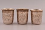 set of 3 beakers, silver, 84 standard, total weight of items 224.95, engraving, h 6.8 cm, P. Milyuko...