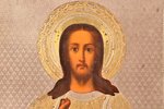 icon, Jesus Christ Pantocrator, board, silver, painting, guilding, 84 standard, Russia, 1881, 13.4 x...