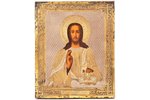 icon, Jesus Christ Pantocrator, board, silver, painting, guilding, 84 standard, Russia, 1881, 13.4 x...