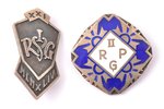 set, 4 gymnasium graduation badges, silver, enamel, 875 standard, Latvia, 20-30ies of 20th cent....