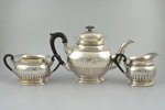 service, silver, 3 items: coffeepot, sugar-bowl, cream jug, 826 standard, 1184.95 g, (coffeepot) 697...