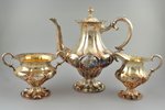 service, silver, 3 items: coffeepot, sugar-bowl, cream jug, 830 standard, 1443.65 g, (coffeepot) 879...