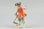 statuete, Zēns ar izkaptI, porcelāns, Vācija, Meissen, 19. gs., h 12.5 cm, Virspusēja nošķēlums uz v...