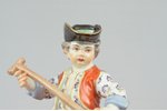 statuete, Zēns ar izkaptI, porcelāns, Vācija, Meissen, 19. gs., h 12.5 cm, Virspusēja nošķēlums uz v...