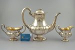 service, silver, 3 items: coffeepot, sugar-bowl, cream jug, 830 standard, 994.20 g, (coffeepot) 655....