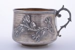 tea pair, silver, 950 standard, 268.35 g, gilding, h (cup, with handle) 8.2 cm, Ø (saucer) 16.3 cm,...