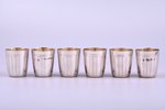 set of 12 beakers, silver, 950 standard, total weight of items 277.90, gilding, h 4.1 cm, France...