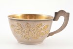 tea pair, silver, 875 standard, total weight of items 97.95, engraving, gilding, h (cup with handle)...