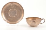 tea pair, silver, 950 standard, 313.4 g, h (cup) 5.2, Ø (saucer) 16.7 cm, Philippe Berthier, Paris,...