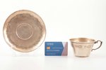 tea pair, silver, 950 standard, 151 g, h (cup) 6, Ø (saucer) 15.3 cm, France...