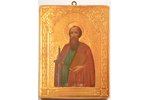 икона, Святой апостол Павел, доска, живопиcь, золочение, Российская империя, 17.6 x 13.4 x 2 см...
