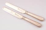 пара ножей, серебро, 84 проба, общий вес изделий 126.20, 20 см, фабрика Ивана Хлебникова, 1880-1890...