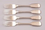 set of forks, silver, 4 pcs., 84 standard, total weight of items 193.35, 17.7 cm, workshop of Samuel...
