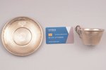 чайная пара, серебро, 950 проба, общий вес изделий 123.70, h (чашка с ручкой) 5.5 cm, Ø (блюдце) 12....