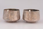two tea pairs, Boulenger, silver plated, France, h (cup) 7 cm, Ø (saucer) 14.5 cm...