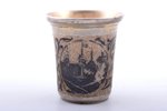 beaker, silver, 84 standard, 44.55 g, niello enamel, gilding, h 5.6 cm, 1858, Moscow, Russia...