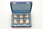 set of 6 beakers, silver, 830 standard, total weight of items 240.15, h 4.9 cm, 1979, Finland, in a...
