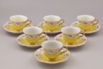 service, for 6 persons (6 tea pairs - 12 items), porcelain, Meissen, Germany, h (cup) 5.1 cm, Ø (sau...