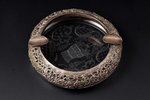 ashtray, silver, 800 standard, crystal, Ø 17.4 cm, Germany...