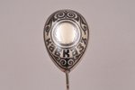 teaspoon, silver, "Caucasus", 84 standard, 27.60 g, engraving, niello enamel, gilding, 14.5 cm, 1896...
