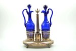 oil and vinegar cruet set, silver, weight of silver 788.90, glass, h 29.4 cm, the 18th cent., France...