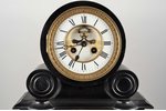 каминные часы, 1880 год, черный сланец, 21750 г, 47х38х17 см, механизм исправный...