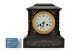 каминные часы, "George Barnes", Франция, черный сланец, 8200 г, 23.9 x 22.3 x 15 см, исправный механ...