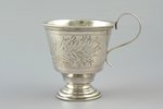 set of 4 tea cups and a tray, silver, 84 standart, engraving, 1896, total weight of items 437.35g, M...