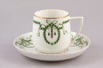 tējas pāris, porcelāns, Gardnera porcelāna rūpnīca, Krievijas impērija, 19. gs. beigas, h (tasīte) 6...