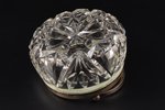 candy-bowl, silver, 875 standard, crystal, Ø 11.1 cm, h (with handle) 11.3 cm, the 30ties of 20th ce...