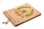 photo album, with symbolics of the Latvian Army, 21 sheet, embroidery, Latvia, the 20-30ties of 20th...