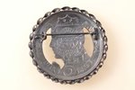 сакта, из 5-латовой монеты, серебро, 23.66 г., размер изделия Ø 4 см, 20-30е годы 20го века, Латвия...
