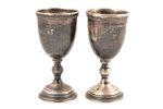pair of little glasses, silver, 875 standard, total weight of items 55.95, engraving, h 8.3 cm, the...
