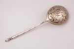 spoon, silver, 84 standard, 52.50 g, niello enamel, 18.1 cm, by A. Vasiliev, 1863, Moscow, Russia...