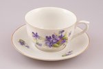 tējas pāris, porcelāns, Langebraun, Igaunija, 20 gs. 20-30tie gadi, h (tasīte) 5.4 cm, Ø (apakštasīt...