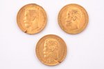 5 rubles, 1898-1900, AG, FZ, 3 coins, gold, Russia, 4.28 / 4.23 / 4.27 g, Ø 18.6 mm...
