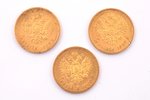 5 rubles, 1898-1900, AG, FZ, 3 coins, gold, Russia, 4.28 / 4.23 / 4.27 g, Ø 18.6 mm...