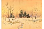 Винтерс Эдгарс (1919-2014), "Зимний пейзаж", бумага, акварель, 19.8 x 27.3 см...