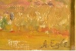 Egle Arvids (1905-1977), Landscape with Sheaves, carton, oil, 37.5 x 48 cm...