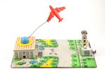 mechanical toy, "Airport", in a packaging, tin, USSR, in working condition; base size 33.7 x 23.5 cm...