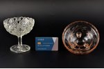 set of 2 candy-bowls, Iļģuciems glass factory, Latvia, the 20-30ties of 20th cent., h 12, Ø 11.5 / h...