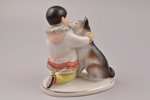 figurine, Yakut boy with dog, porcelain, USSR, LFZ - Lomonosov porcelain factory, molder - S.B. Veli...