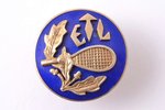 badge, ETL, tennis, Estonia, 20-30ies of 20th cent., 18.5 x 18.5 mm, small chip on the surface of en...