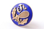 badge, ETL, tennis, Estonia, 20-30ies of 20th cent., 18.5 x 18.5 mm, small chip on the surface of en...