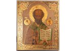 ikona, Svētais Nikolajs Brīnumdarītājs, dēlis, gleznojums, zeltījums, Krievijas impērija, 31.1 x 26....