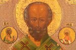ikona, Svētais Nikolajs Brīnumdarītājs, dēlis, gleznojums, zeltījums, Krievijas impērija, 31.1 x 26....