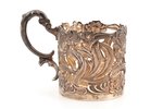 tea glass-holder, silver, Art-Nouveau, 875 standard, 109.30 g, h (with handle) 8 cm, Ø (inside) 6.3...