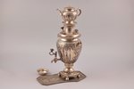mini set: samovar, teapot, tray, silver, 84 standart, engraving, the border of the 19th and the 20th...